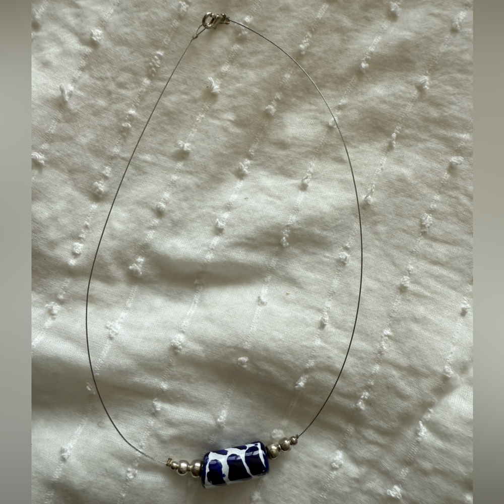 Elegant Blue and Silver Beaded Necklace